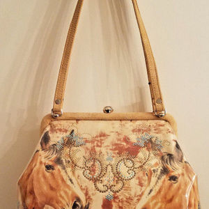 m andonia 2 Horse Tooled Suede & Jelly Handbag